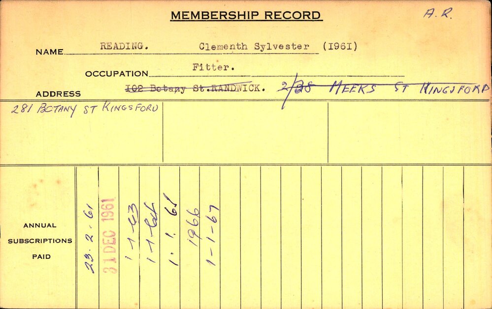 Members Records 1960-1967