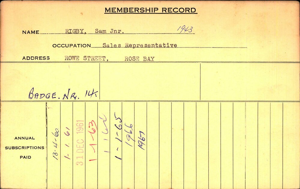 Members Records 1960-1967