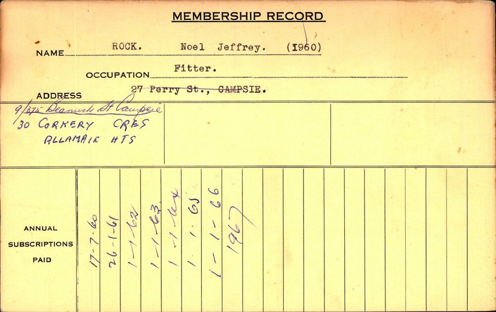 Members Records 1960-1967