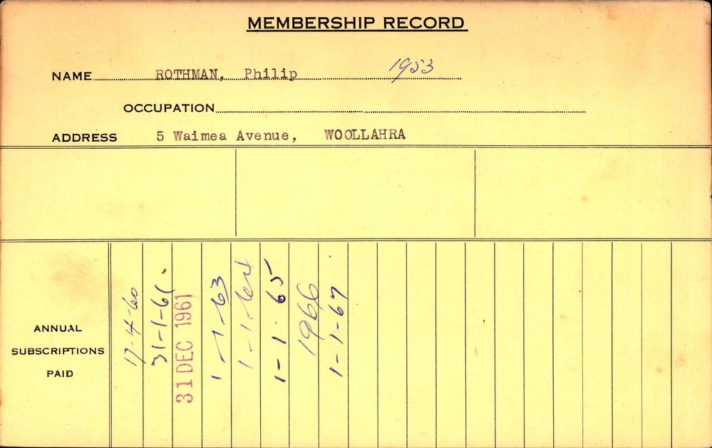 Members Records 1960-1967