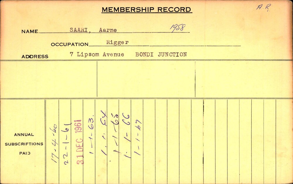 Members Records 1960-1967