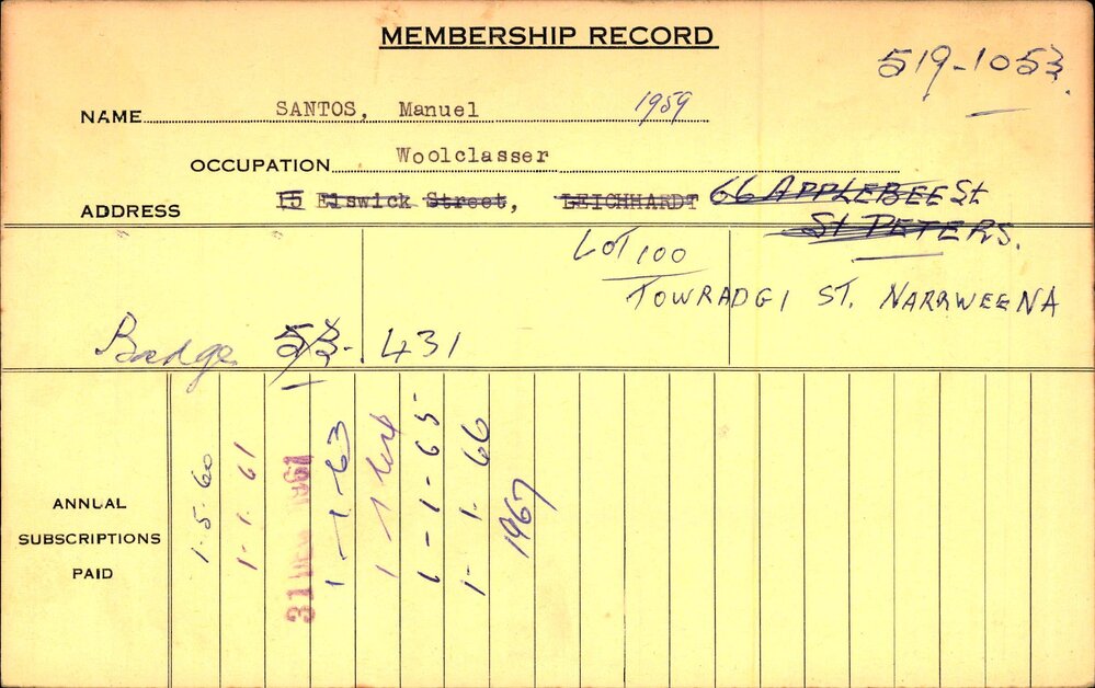 Members Records 1960-1967