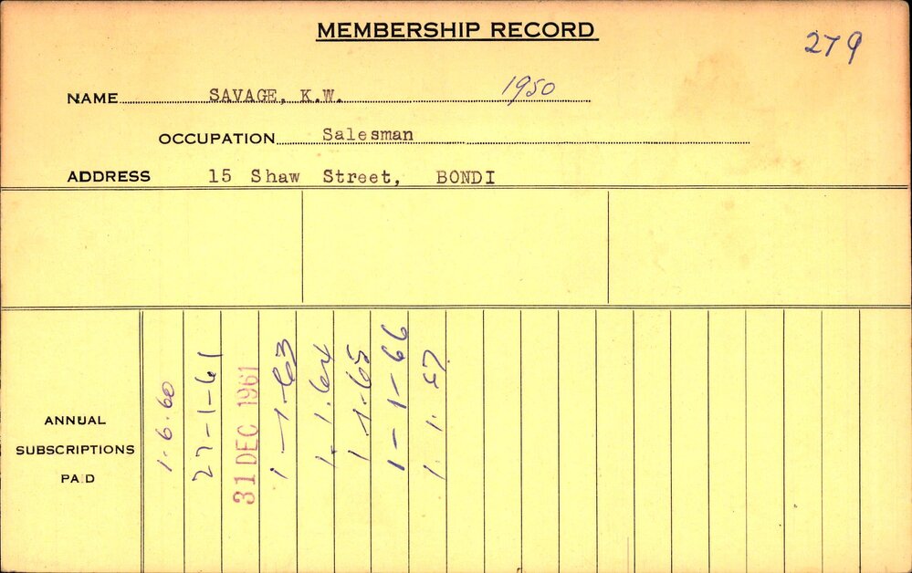 Members Records 1960-1967