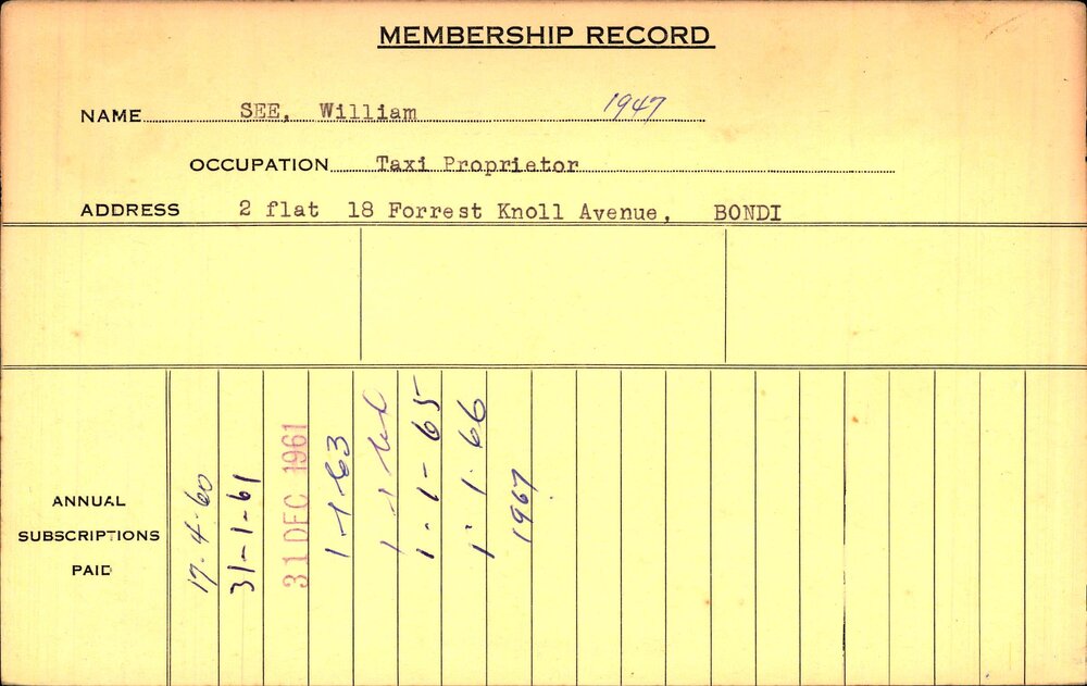 Members Records 1960-1967