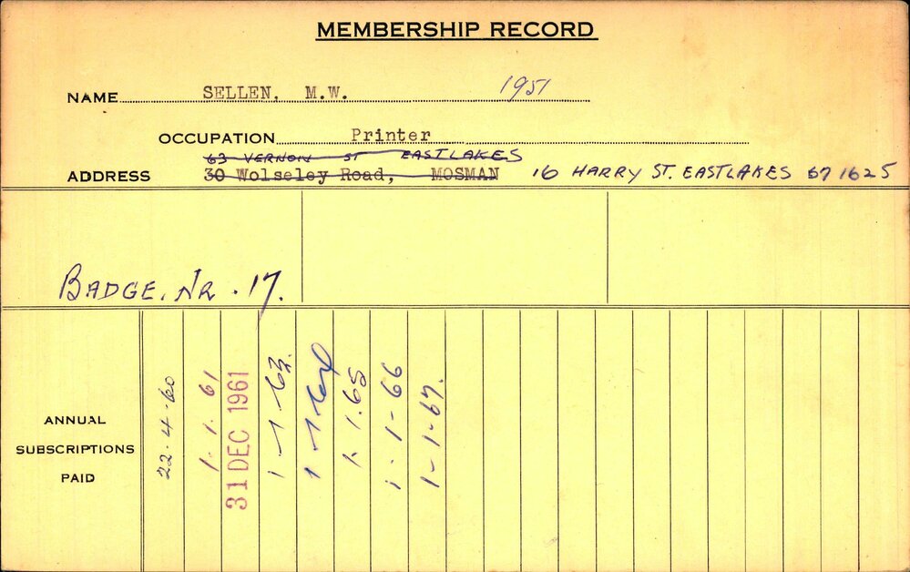 Members Records 1960-1967