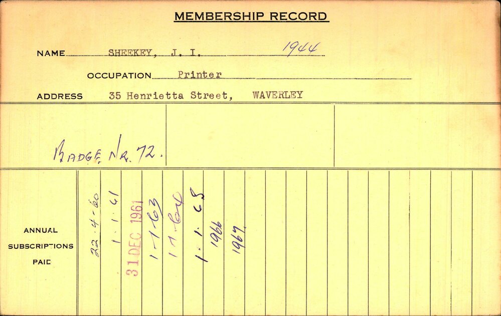 Members Records 1960-1967