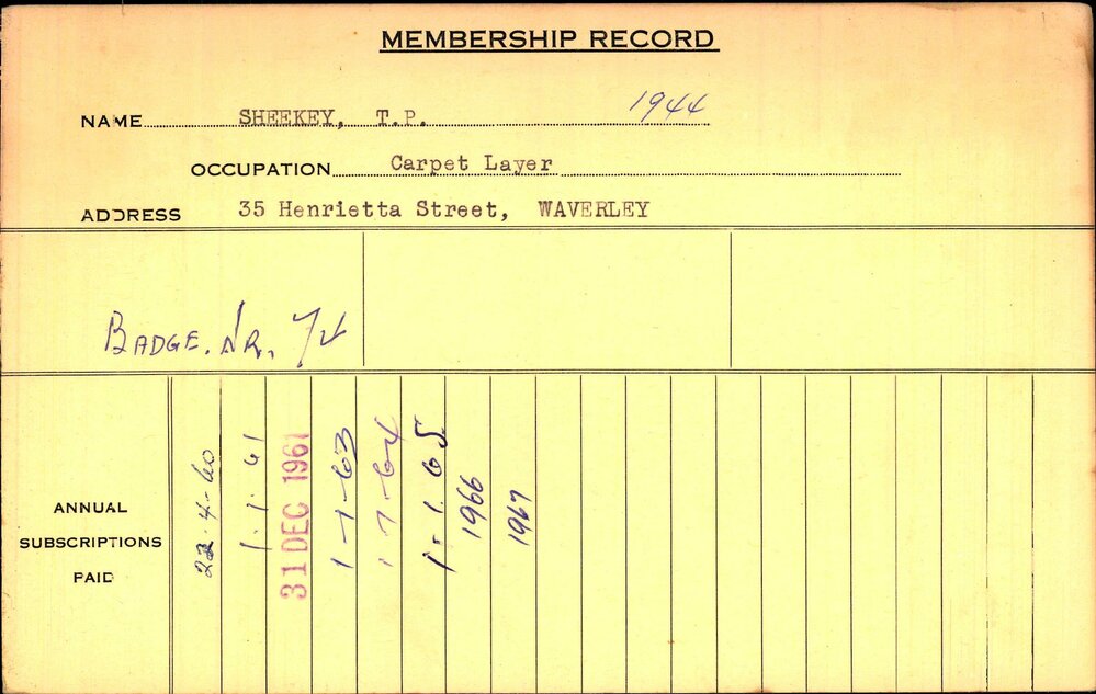 Members Records 1960-1967