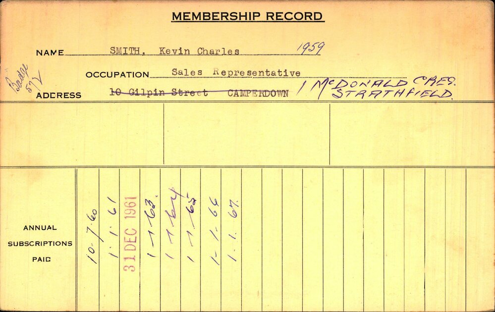 Members Records 1960-1967