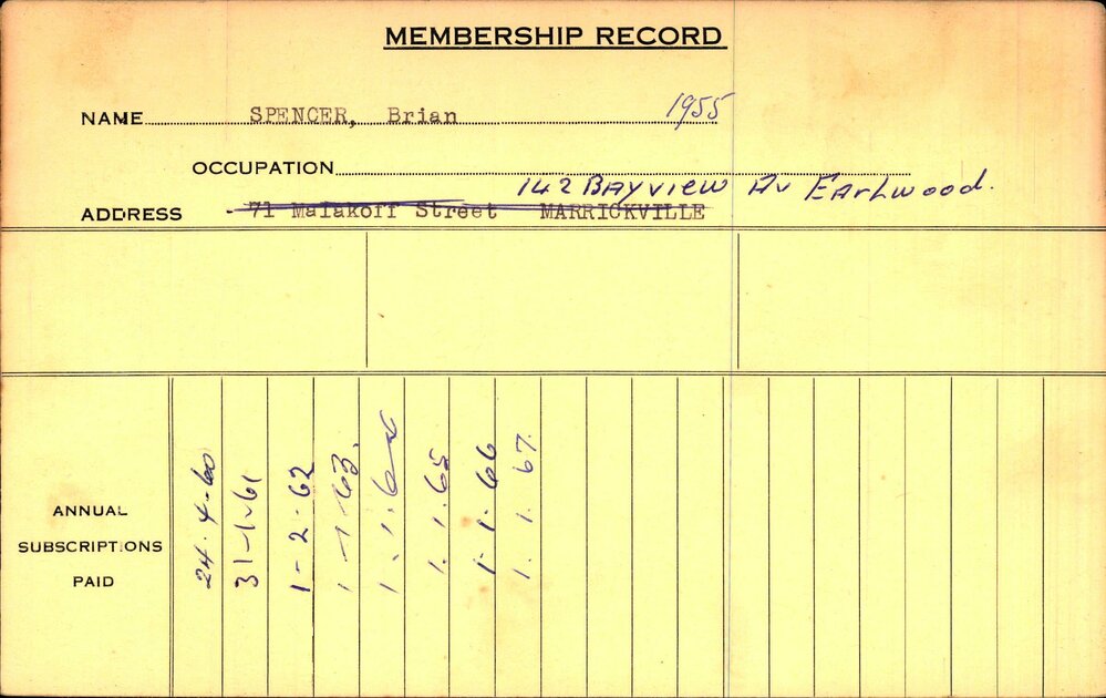 Members Records 1960-1967