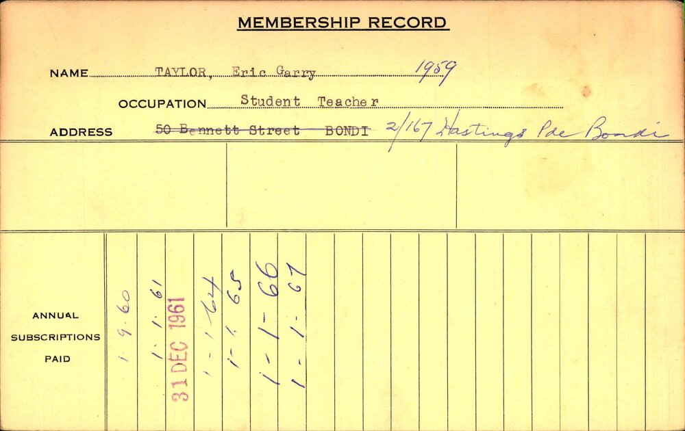 Members Records 1960-1967