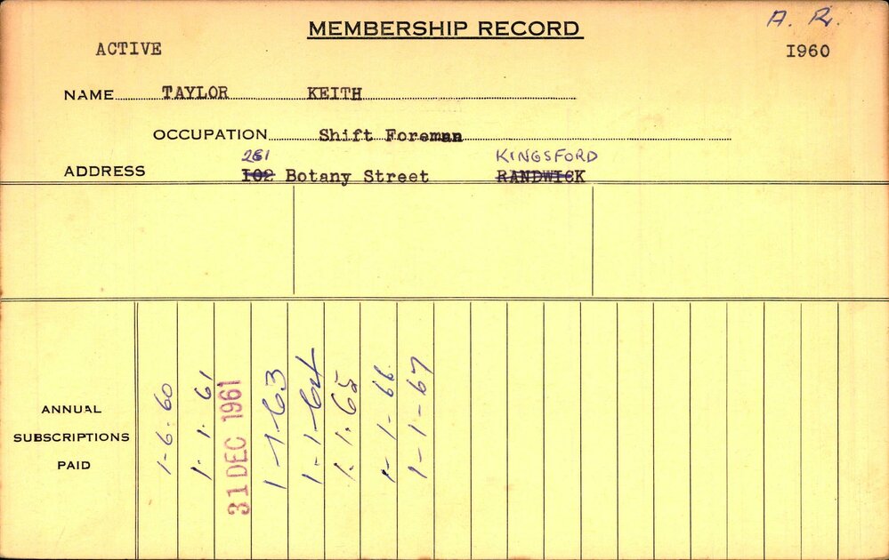 Members Records 1960-1967