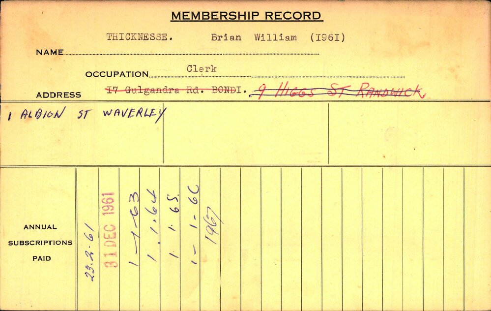 Members Records 1960-1967