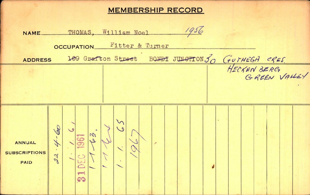 Members Records 1960-1967