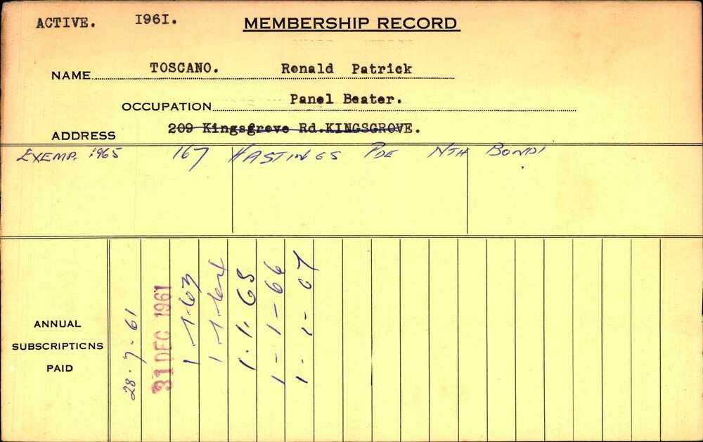 Members Records 1960-1967