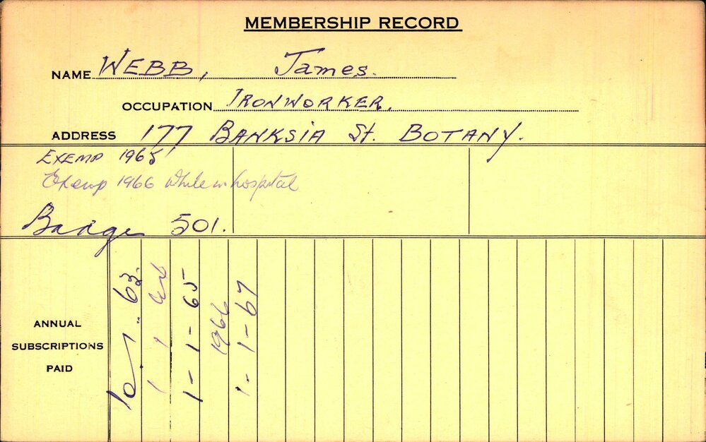 Members Records 1960-1967