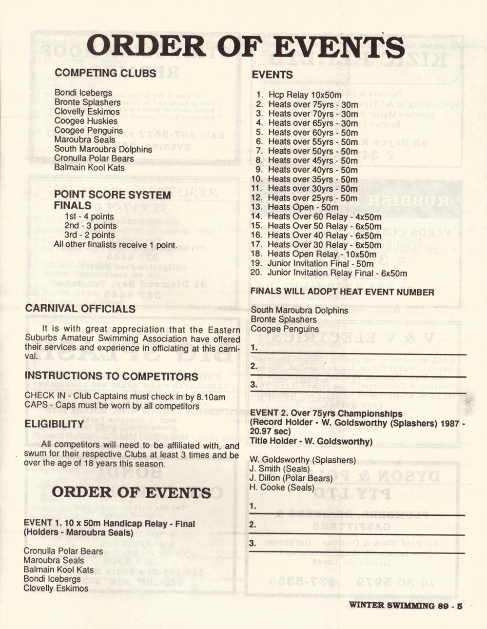 Southern Metropolitan Program 1989