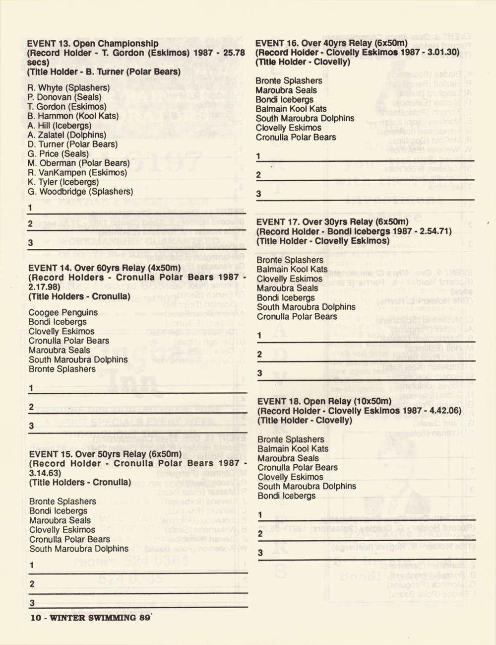 Southern Metropolitan Program 1989