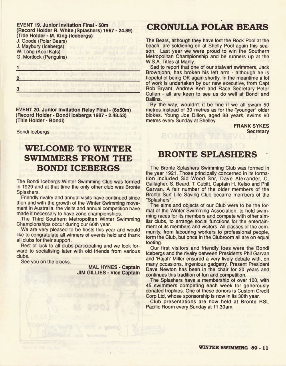 Southern Metropolitan Program 1989