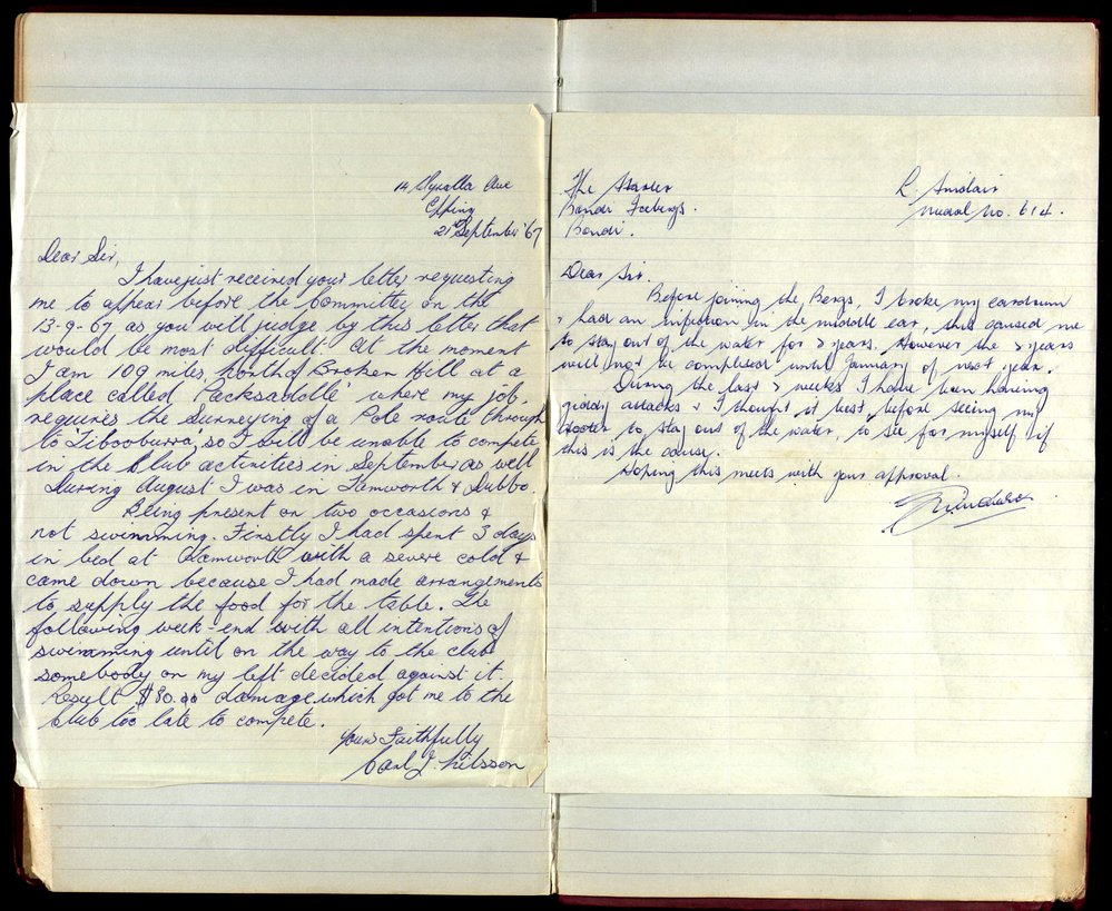 BIC Season Swim Records 1965-1967