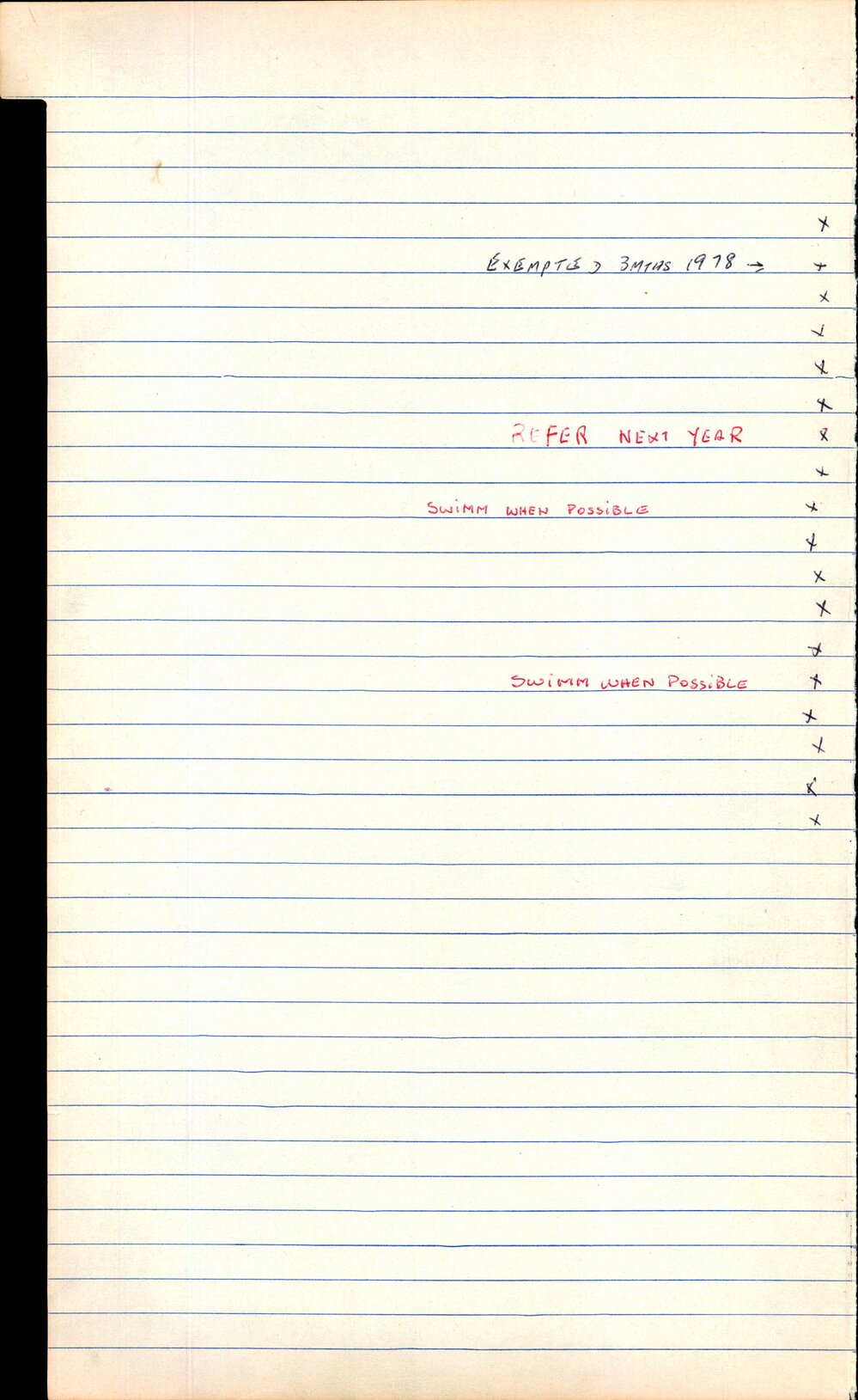 BIC Season Swim Records 1979-1981