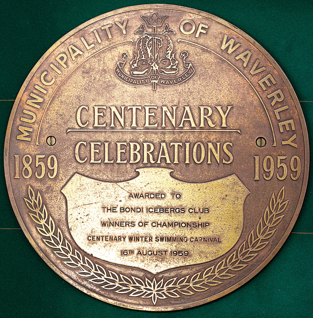 1959 Waverley Muncipality Centenary Plaque, Winter swimming Carnival